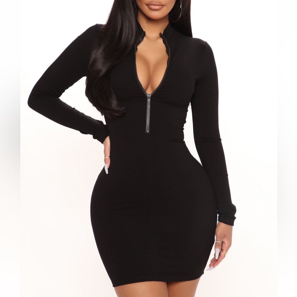 Fashion Nova Snatched Zip Up Dress